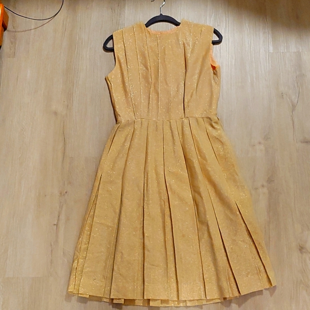 Vintage handmade gold holiday dress m